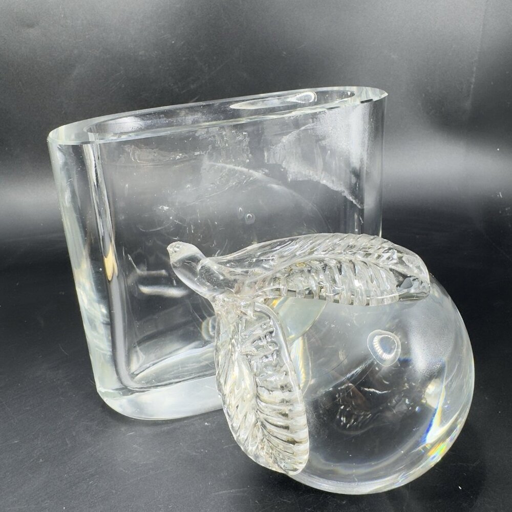 Clear Hand Blown‎ Bohemian Glass Vase Vessel Applied Fruit Hand Made Heavy Decor